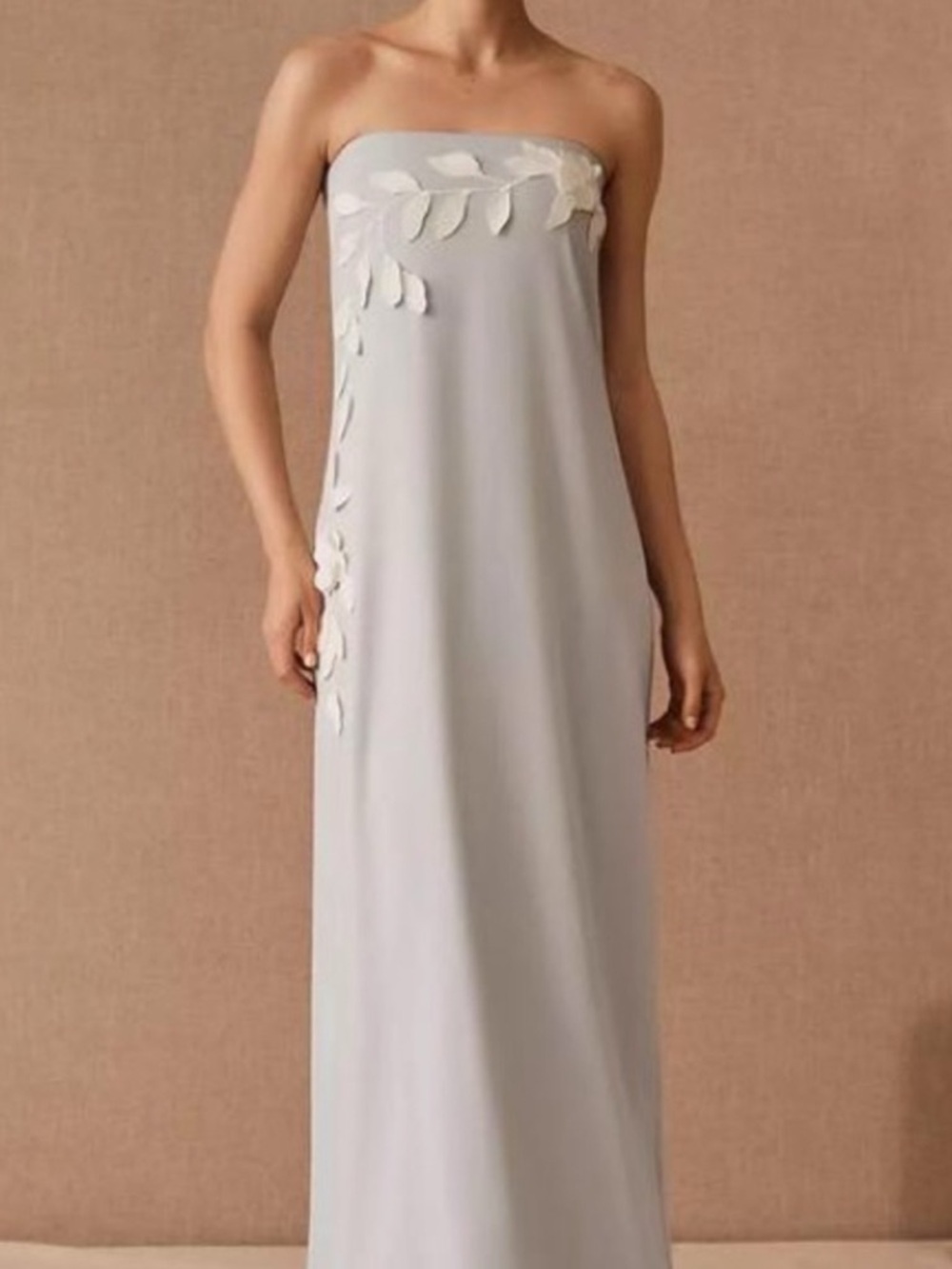 Sachin & Babi Margaux Strapless Gown Blue Floral Appliqué Column Dress Bridal